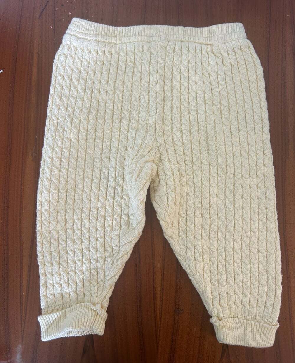 Vintage Hartstrings Baby Cable Knit Cotton Pants - Cream